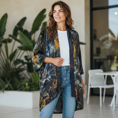 I Love Linen Tie Dye Velvet Duster