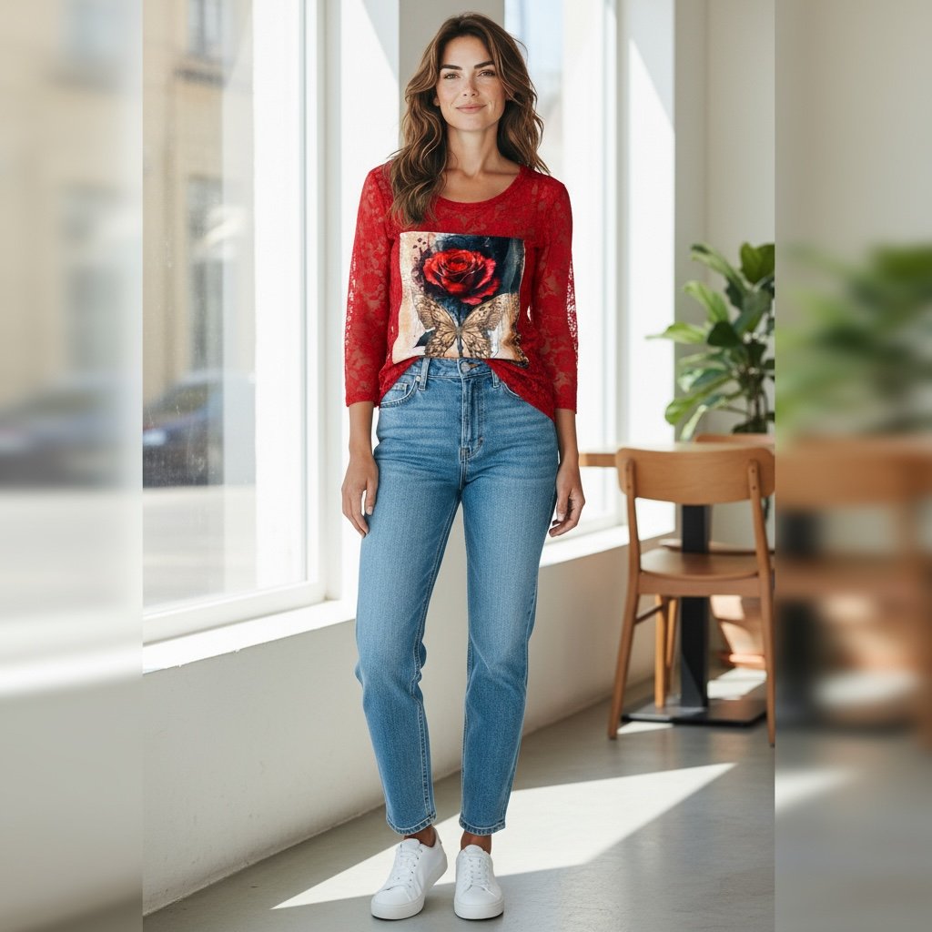 I love linen lace rose shirt