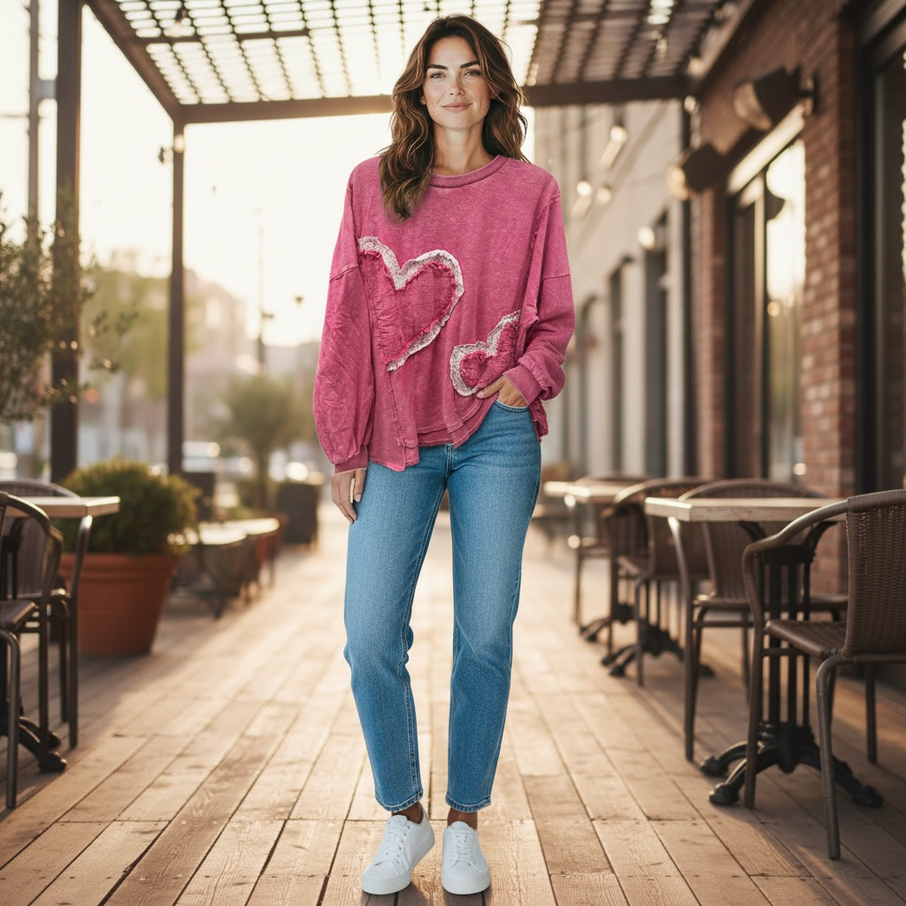 JHer Mineral Wash Heart Sweatshirt