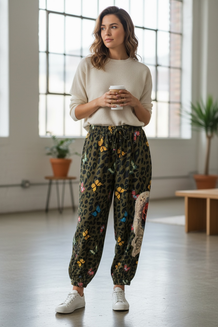 I Love Linen Camo Butterfly Pant