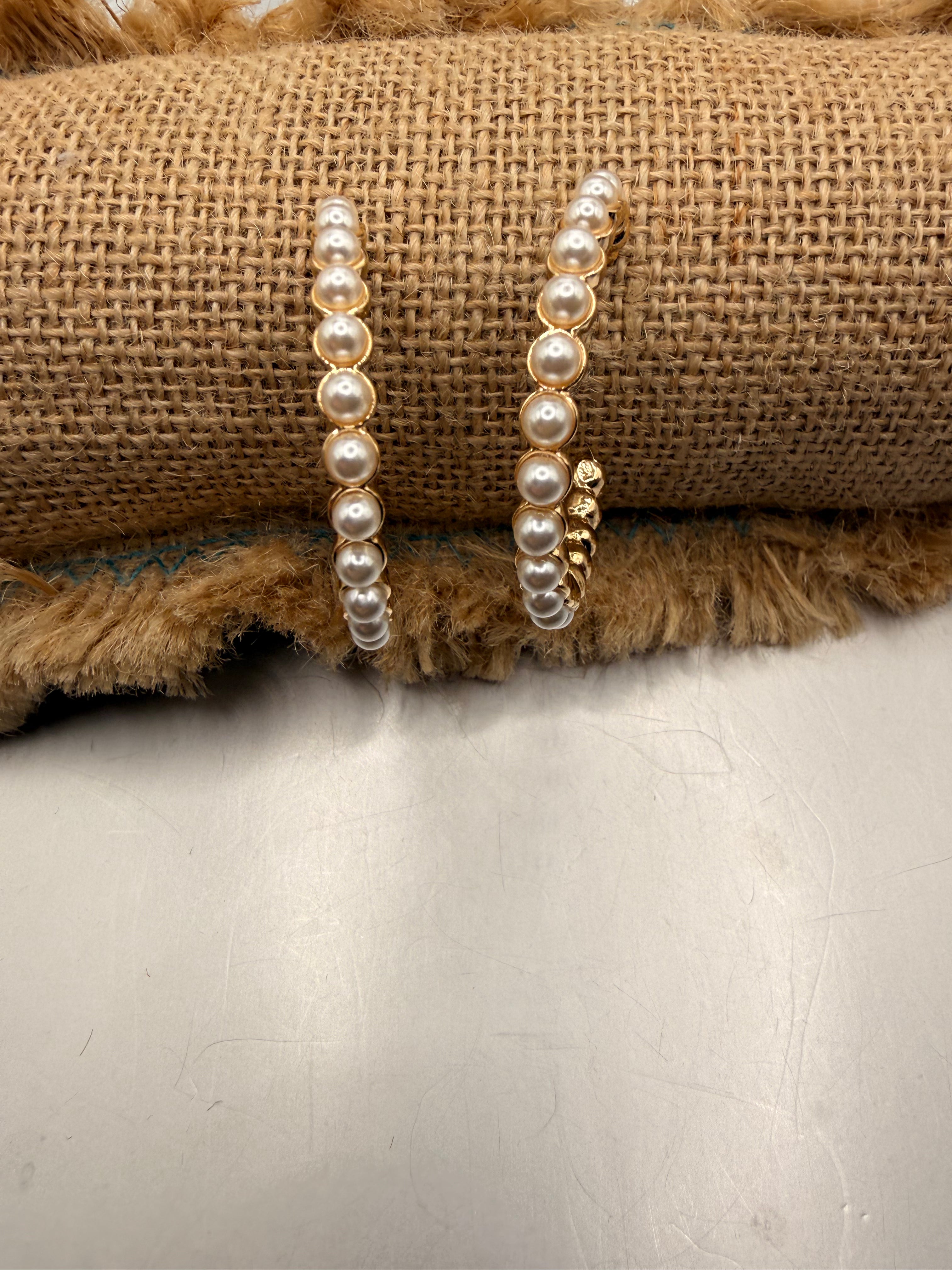 Alice pearl Half Hoops