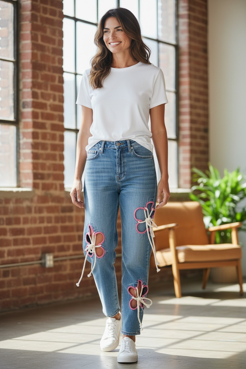 Oli And Hali FLower Cut Out Jeans