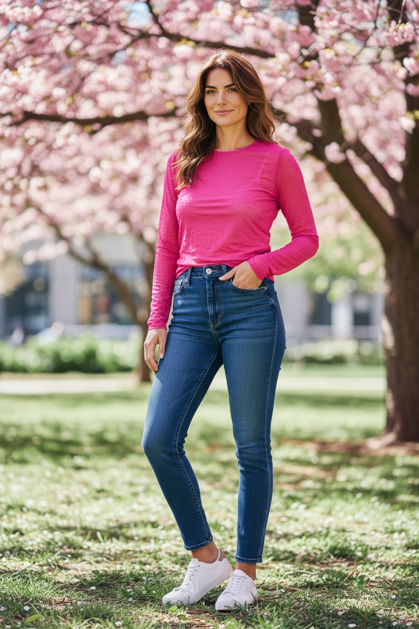 Pleats collection pink sheer