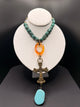 Lost and Found Turq Cross necklace