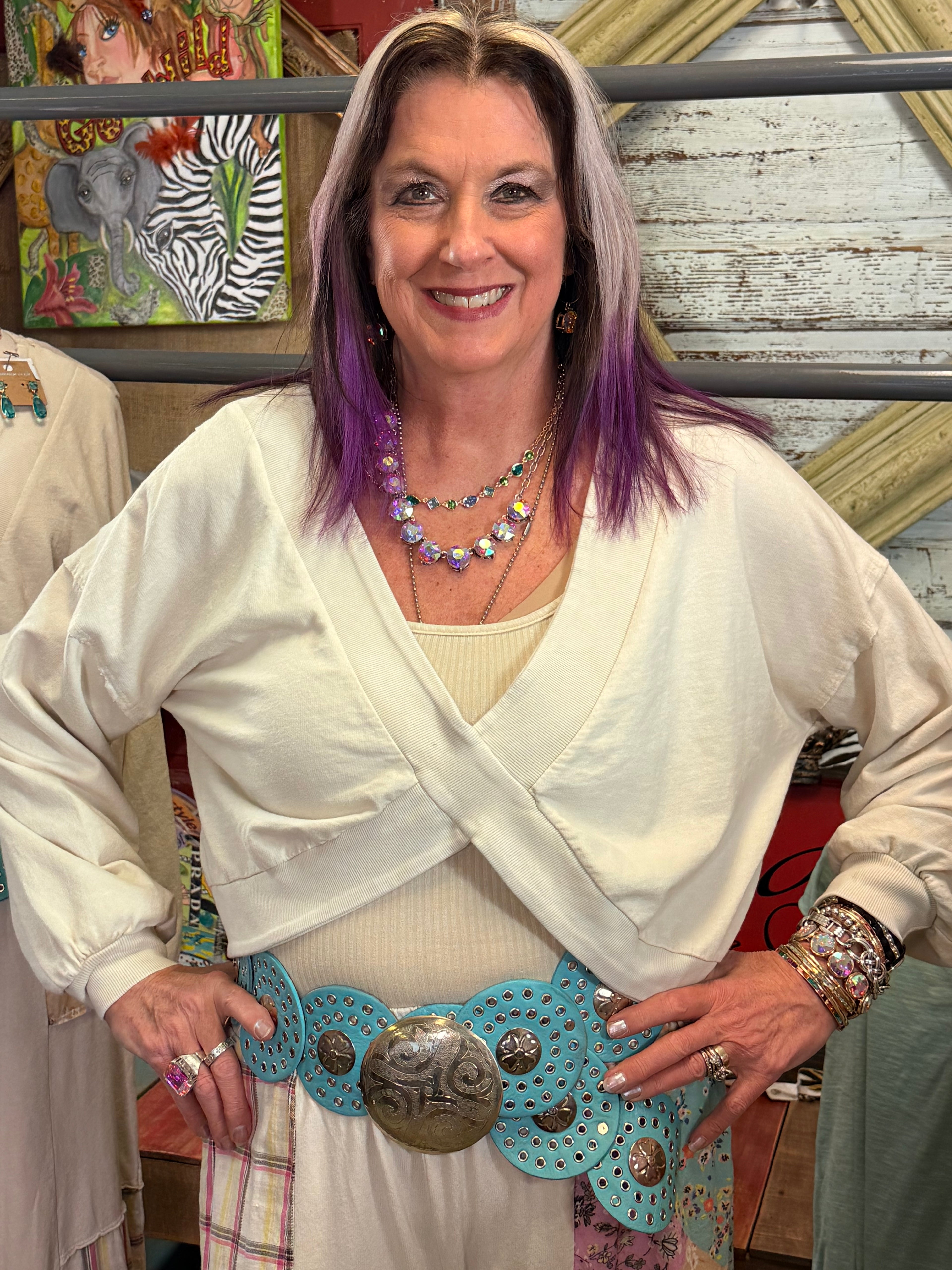 JHer MineralWashed CrissCross Solid top