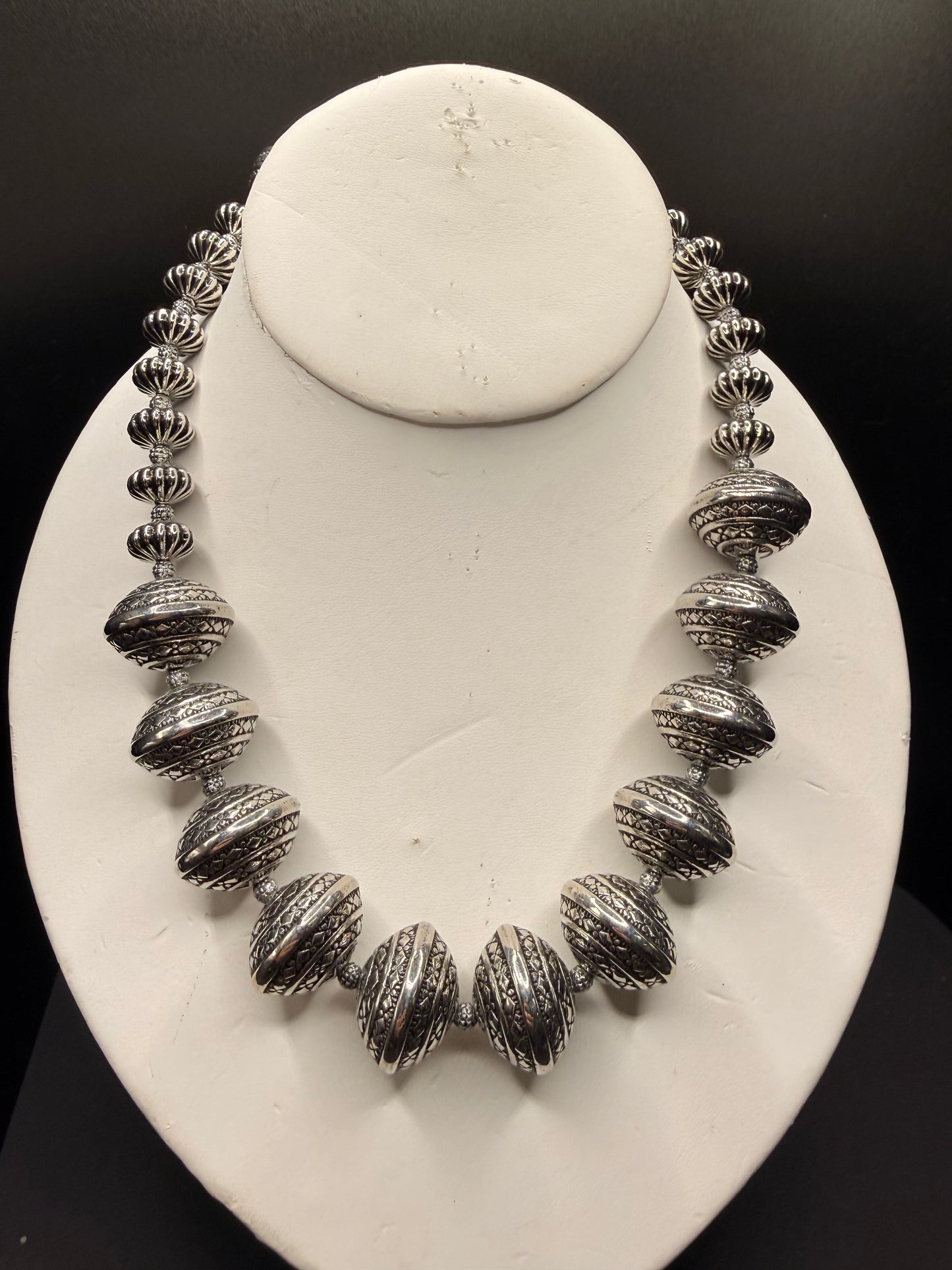 Long Textured bead Necklace