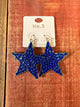 Blue Sparkly Large Star Earrings