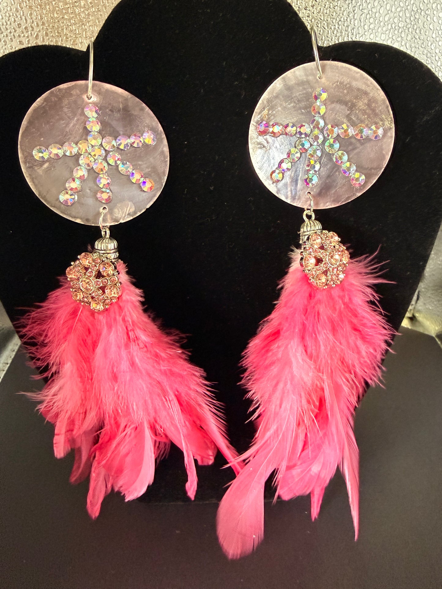 A Rare Bird Pink Starburst Feather Earring