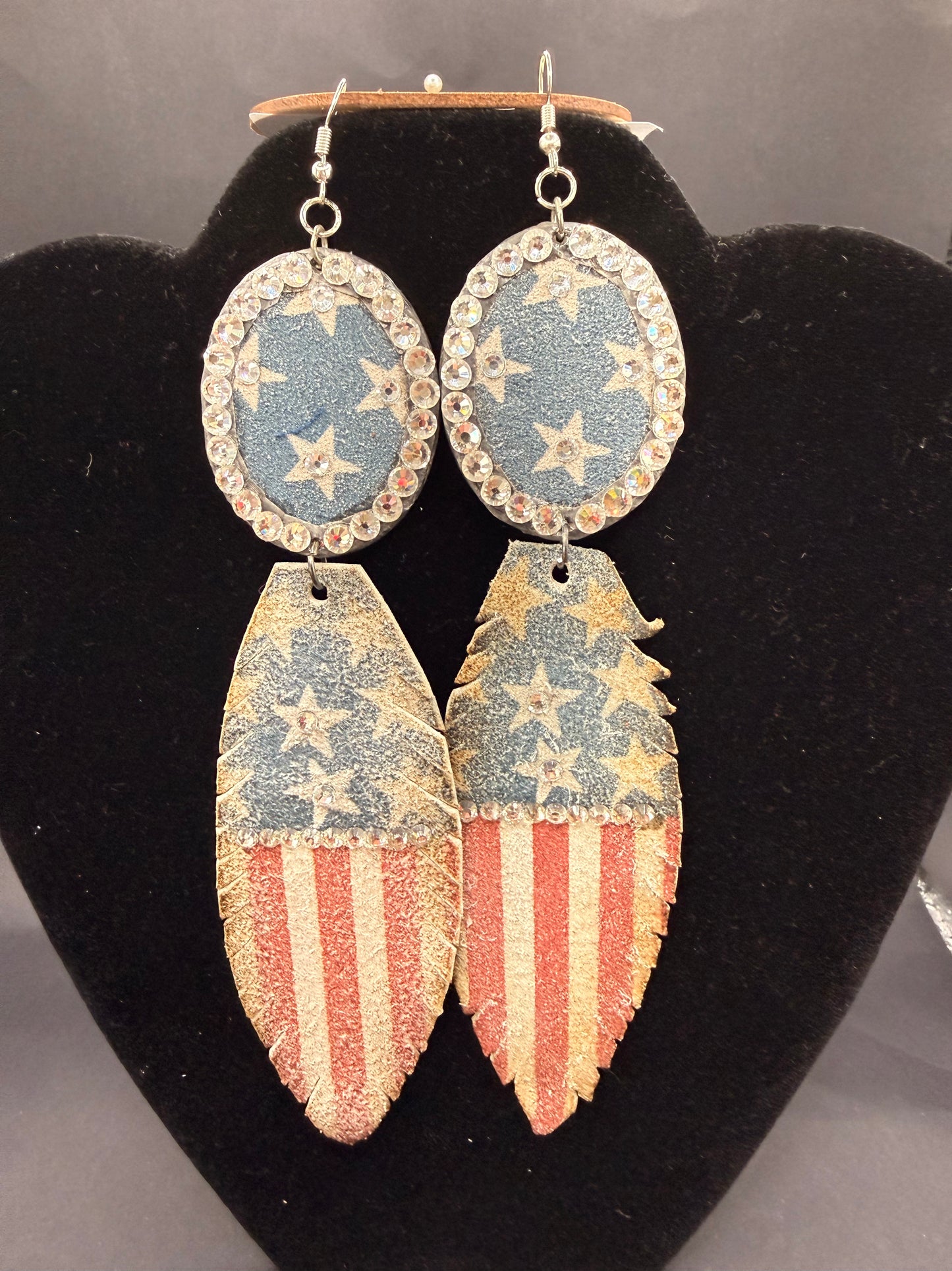 A Rare Bird Americana Flag Feather Earring