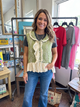 A Rare Bird Green Embroidery Ruffle Vest