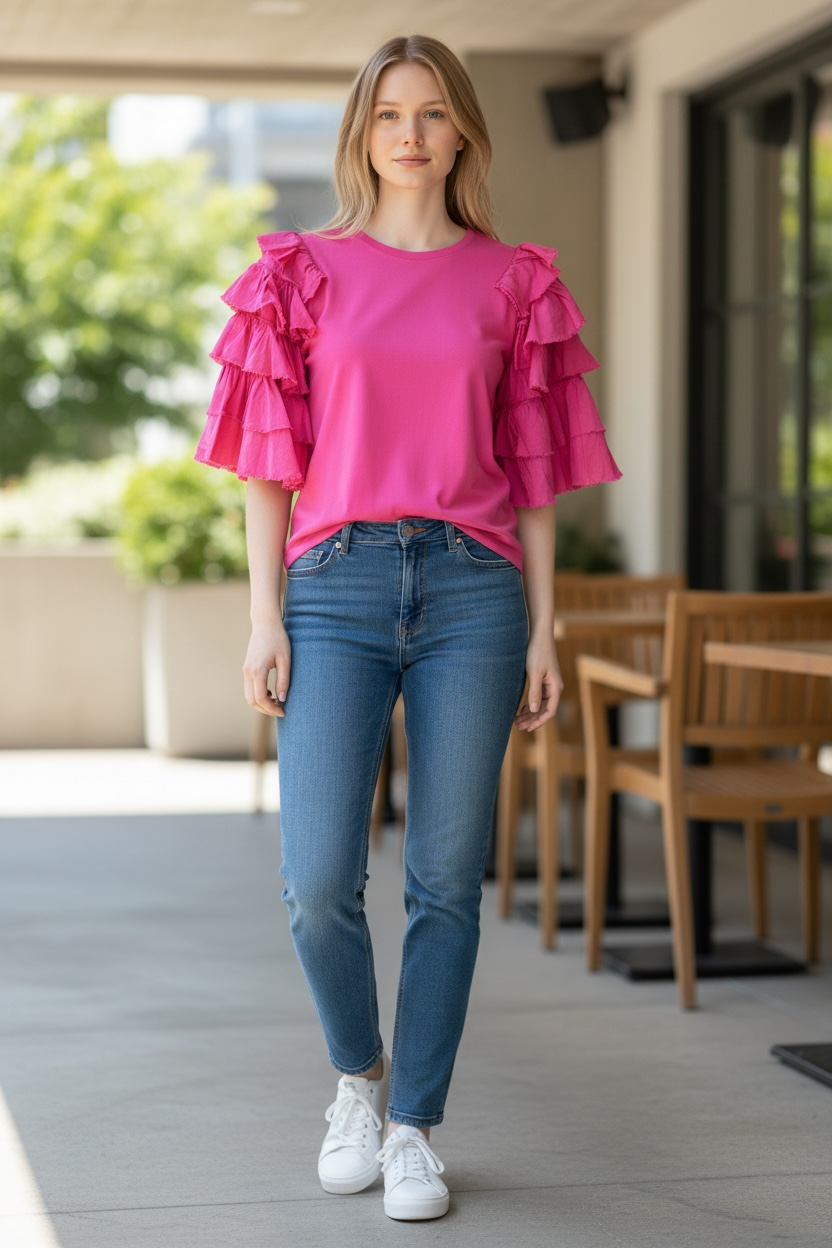 Zenara Ruffle Sleeve Top