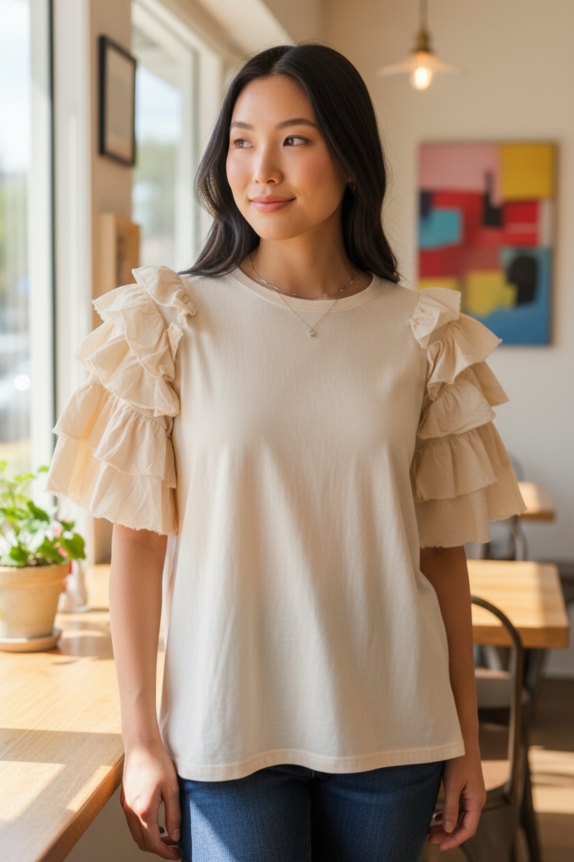 Zenara Ruffle Sleeve Top