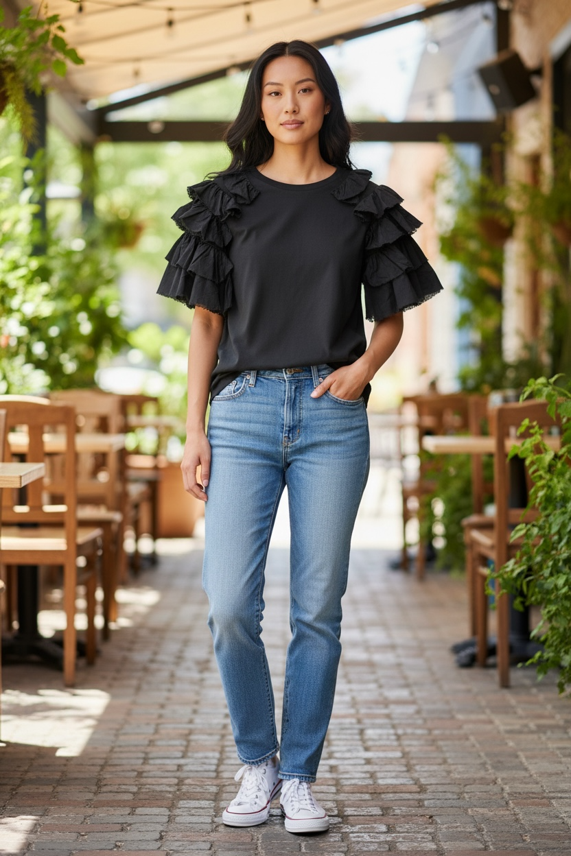 Zenara Ruffle Sleeve Top