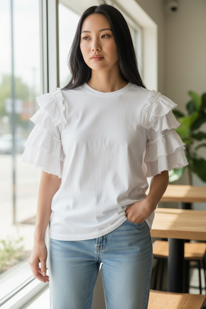 Zenara Ruffle Sleeve Top