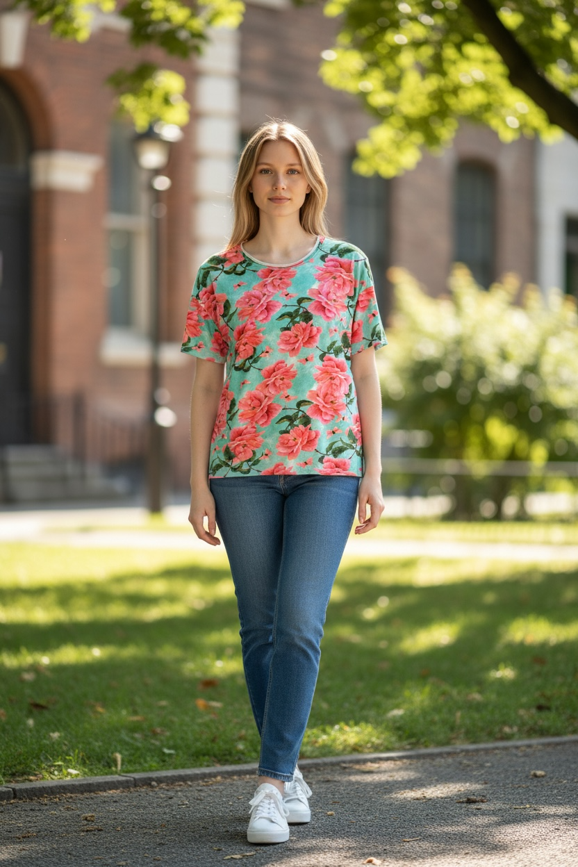 I Love Linen Roses Top