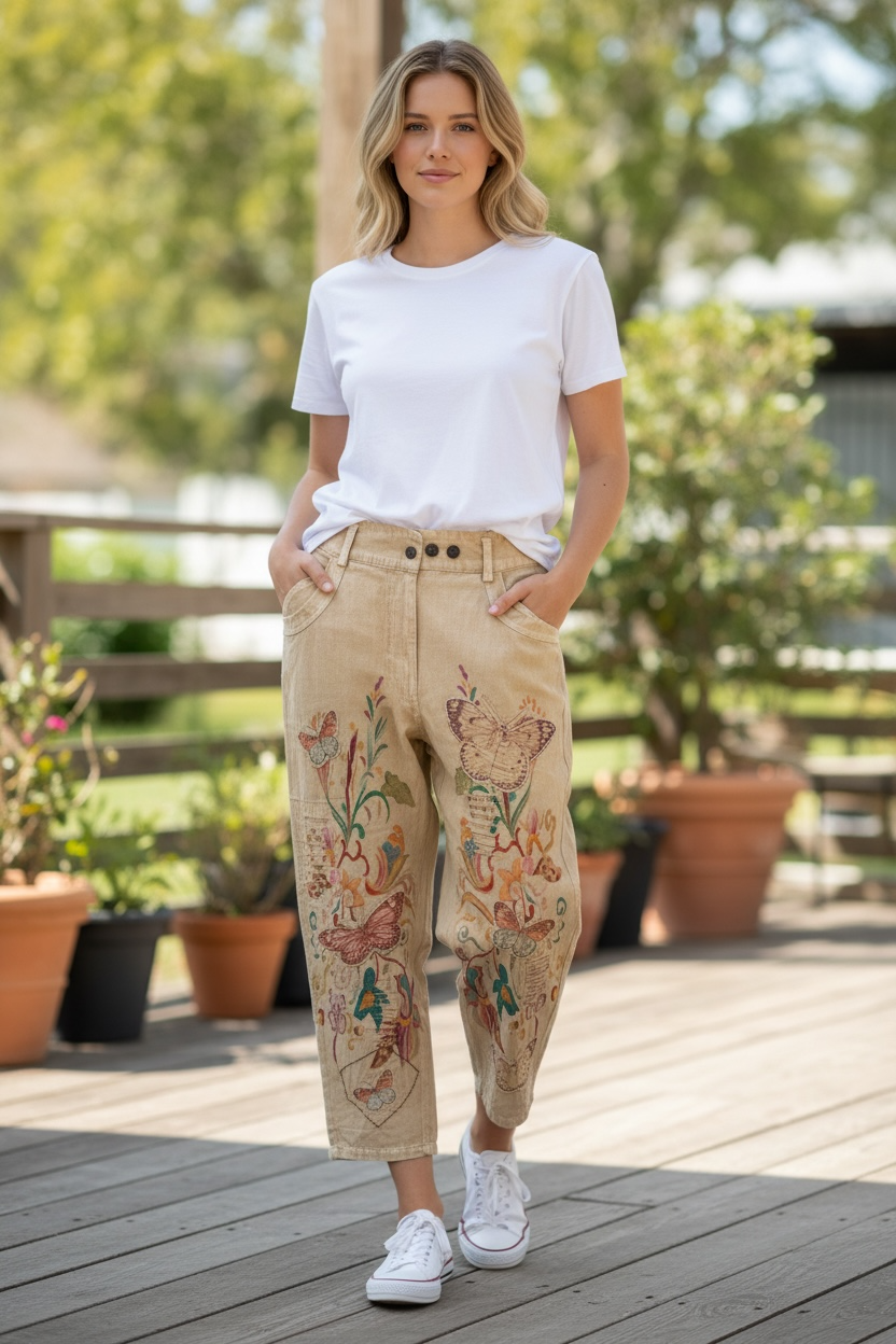 Paper LaceKHAKI BUTTERFLY JEAN