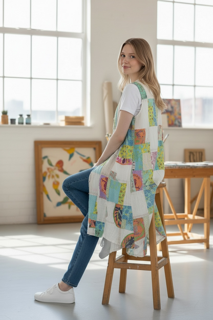 Paper Lace Patchwork Button Front Vest