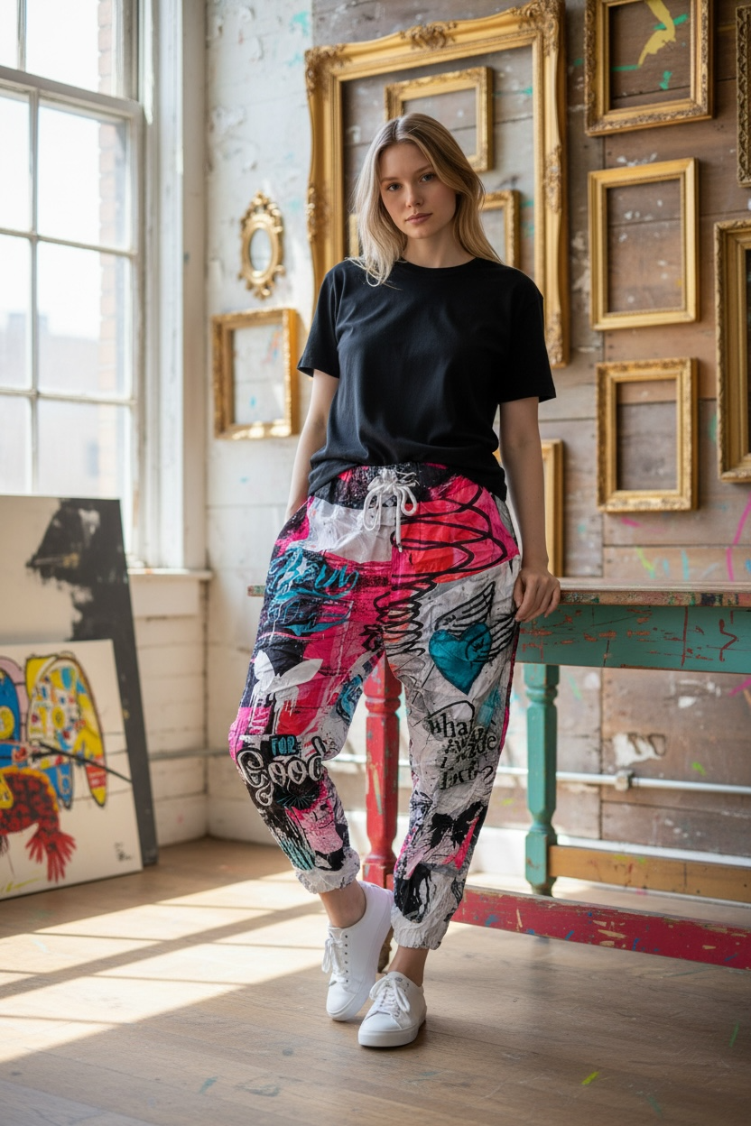 Gigi Moda Graffiti Heart Joggers