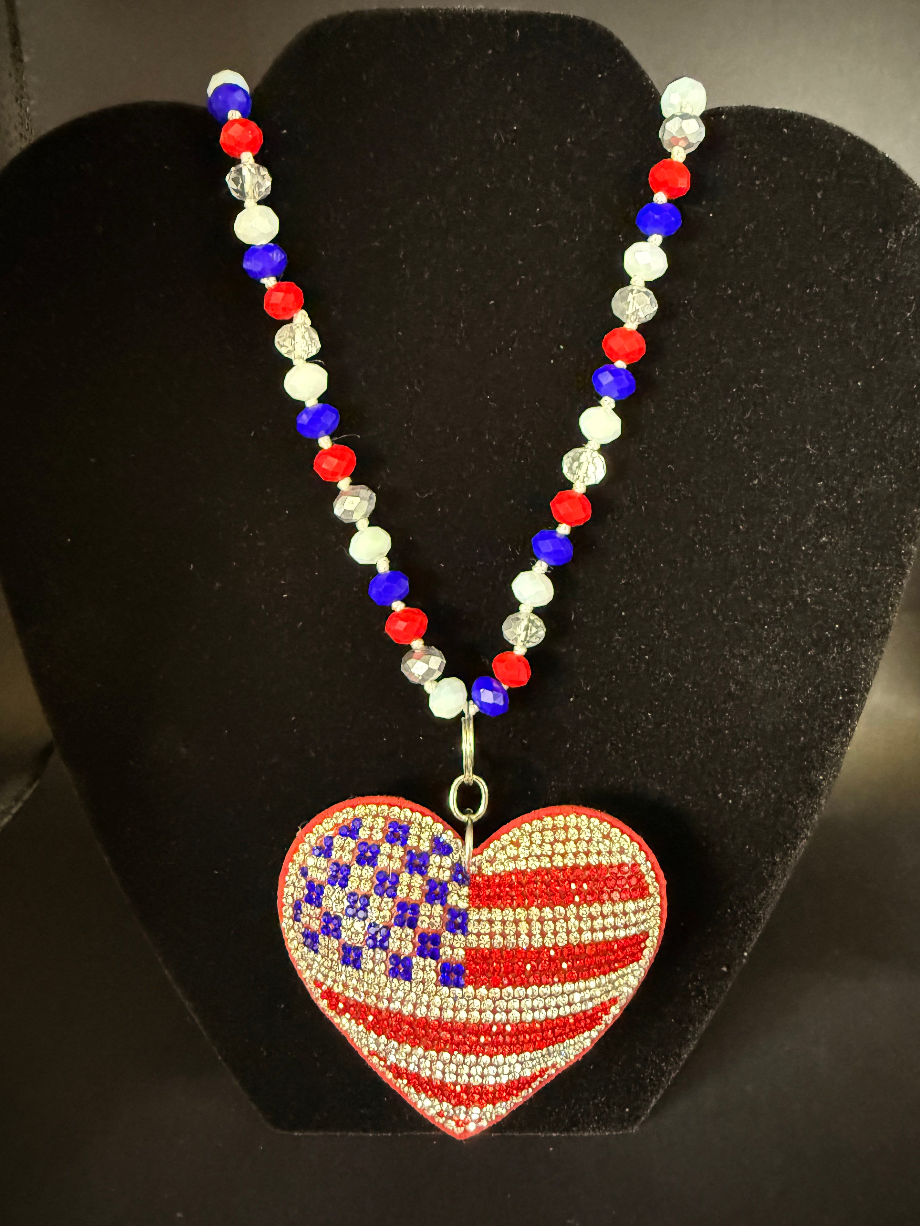 Alice 3D Flag Heart Bead Necklace