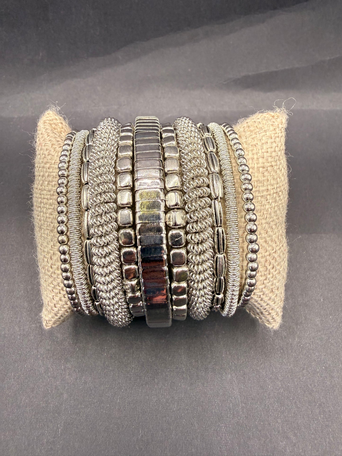 Lost and Found Silver Stack  Bracelet