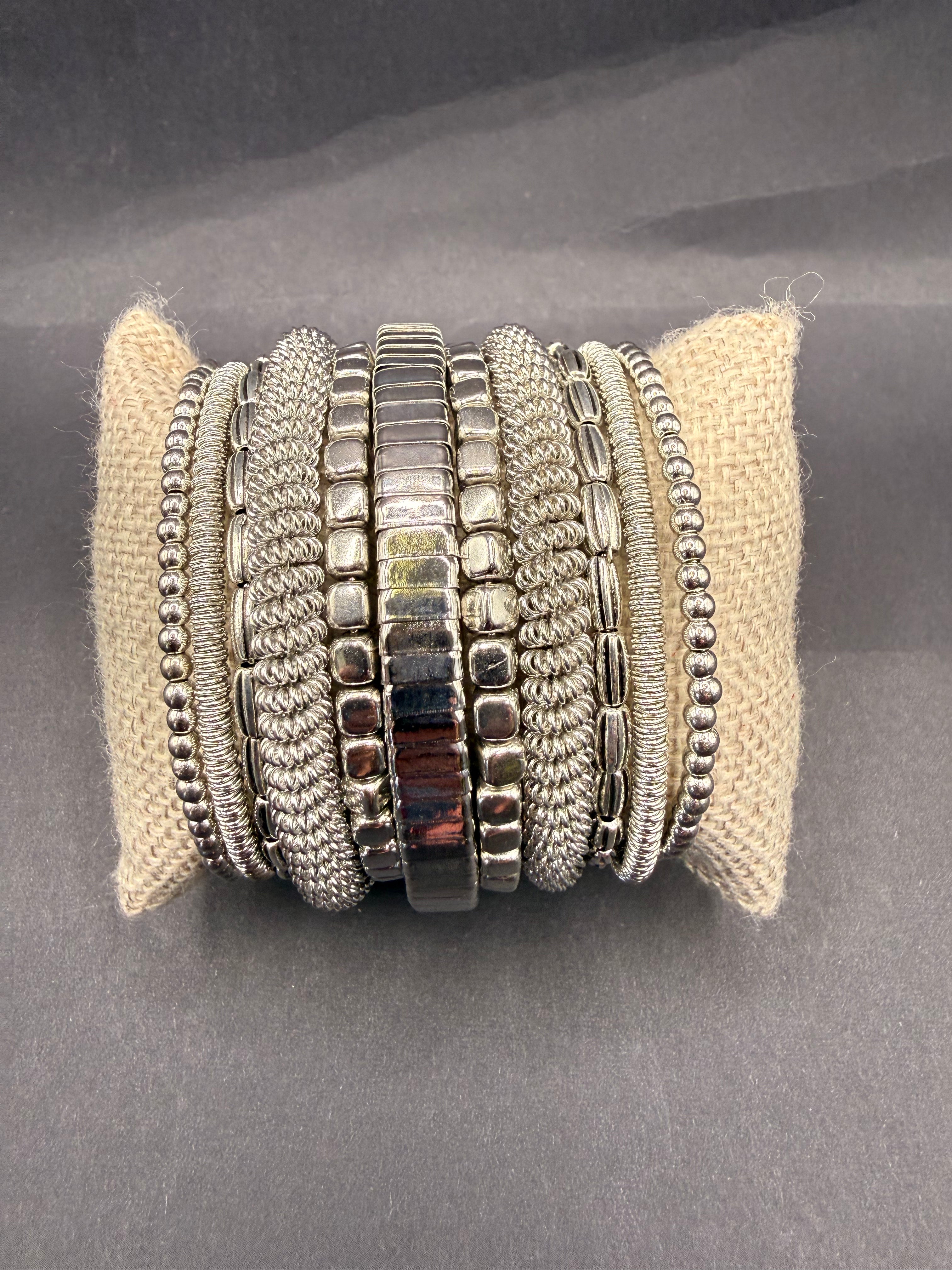 Lost and Found Silver Stack  Bracelet