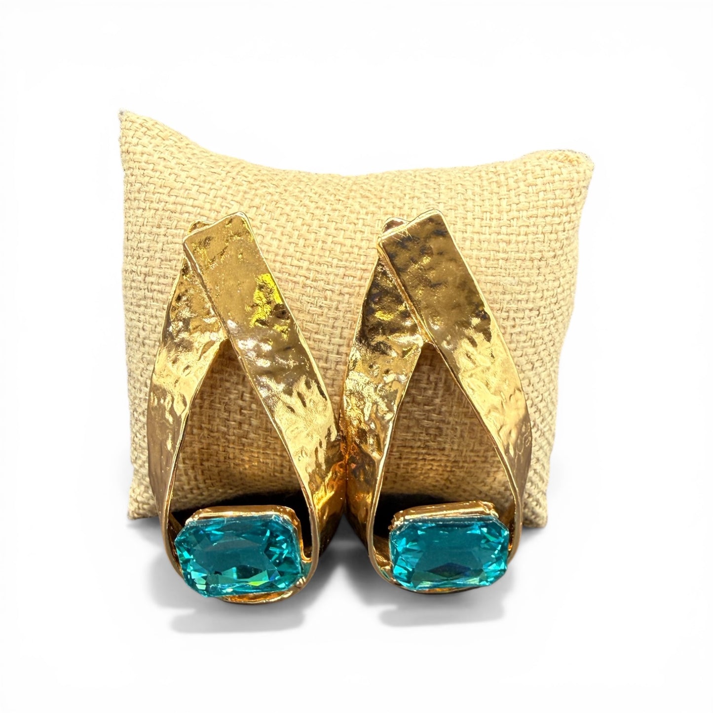 Alice Gold Hammered Stone Earrings