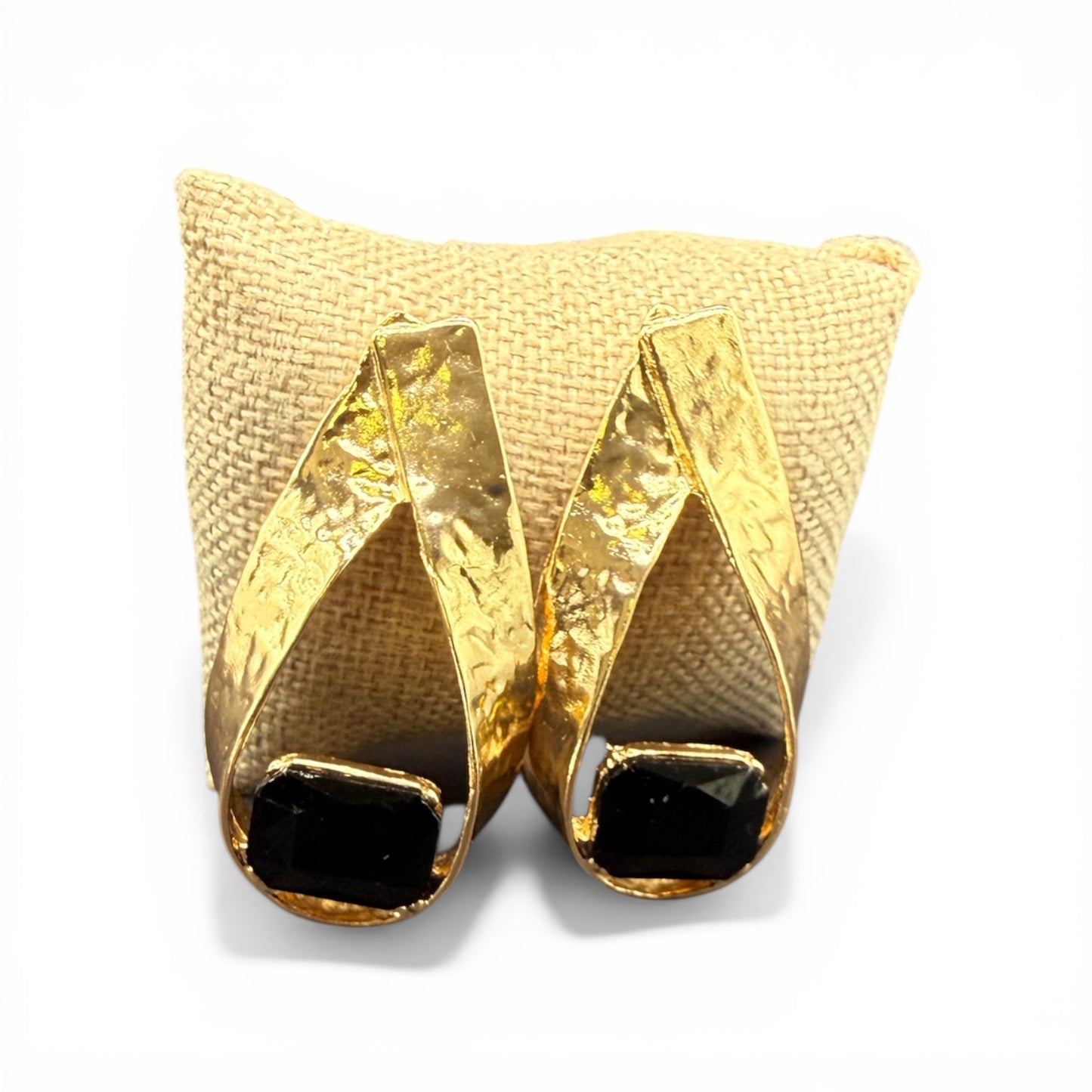 Alice Gold Hammered Stone Earrings