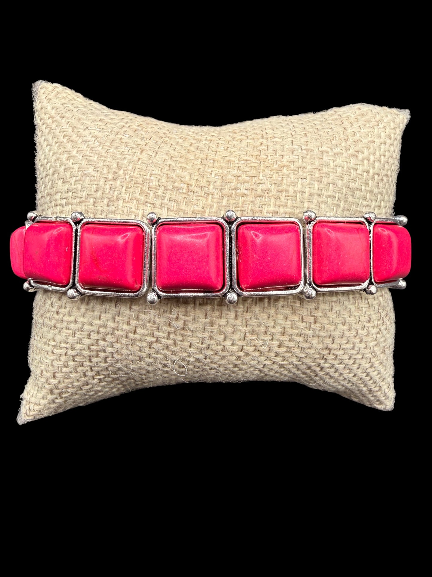Alice Stretch Bracelet with Pink Squares