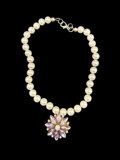 Alice Pearl Necklace with Flower