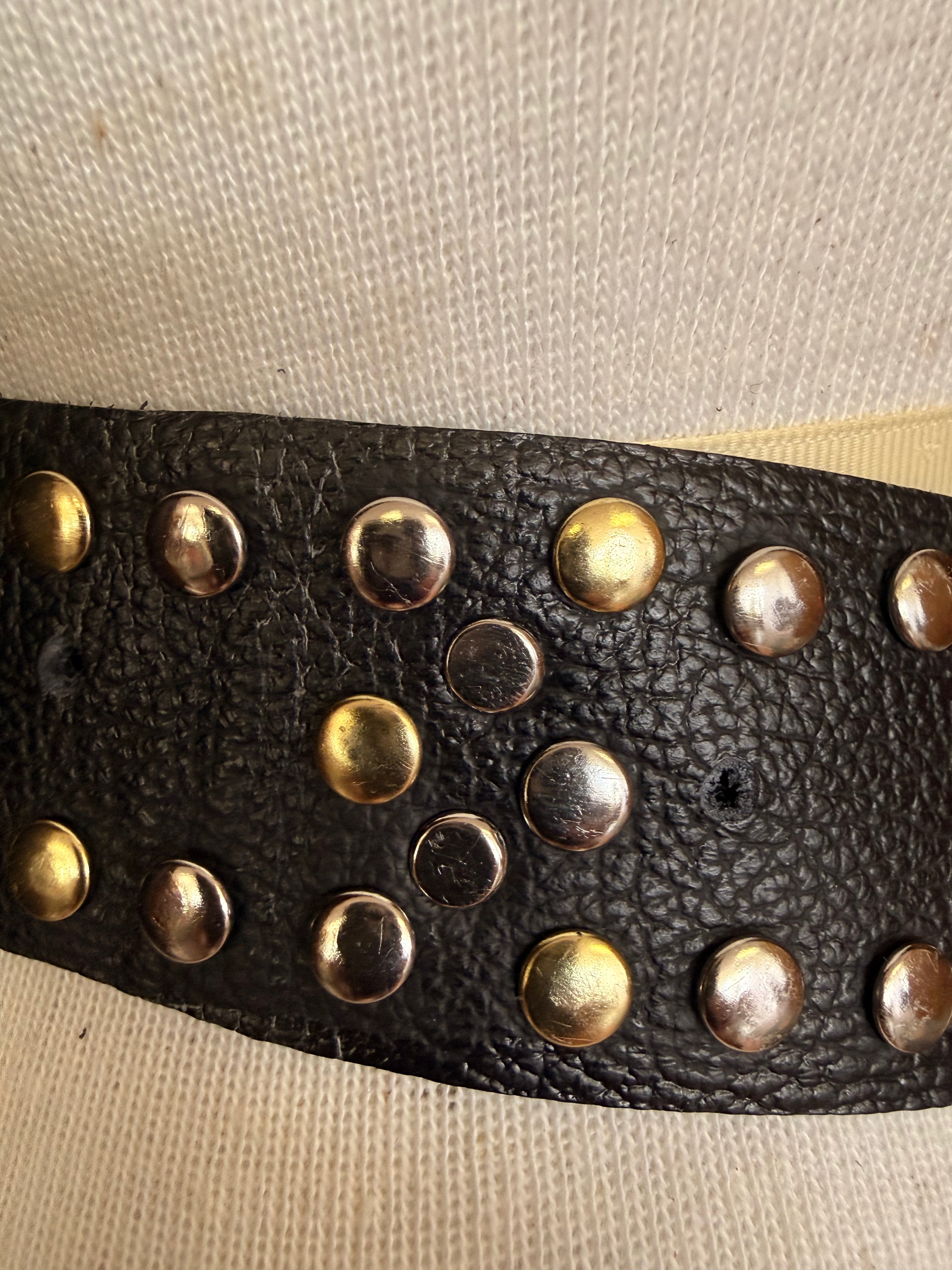 Studded Leather Belt with Turquoise Stone
