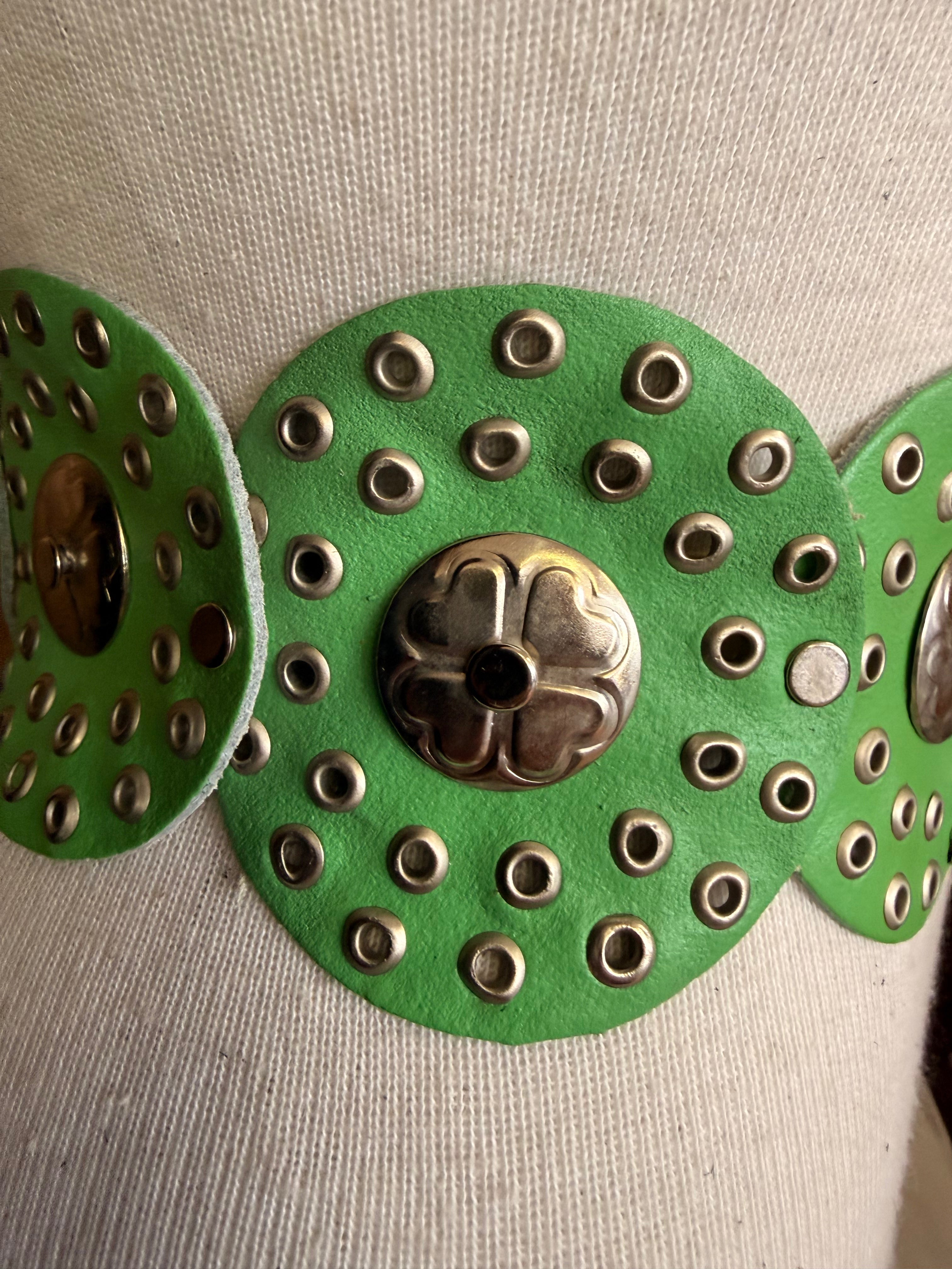 Leather Disc Belt with Silver Conchos