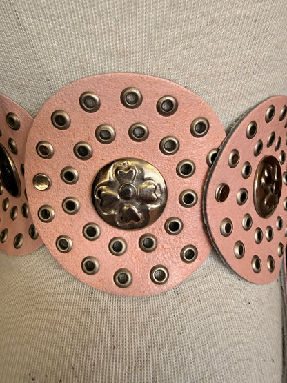 Leather Disc Belt with Silver Conchos