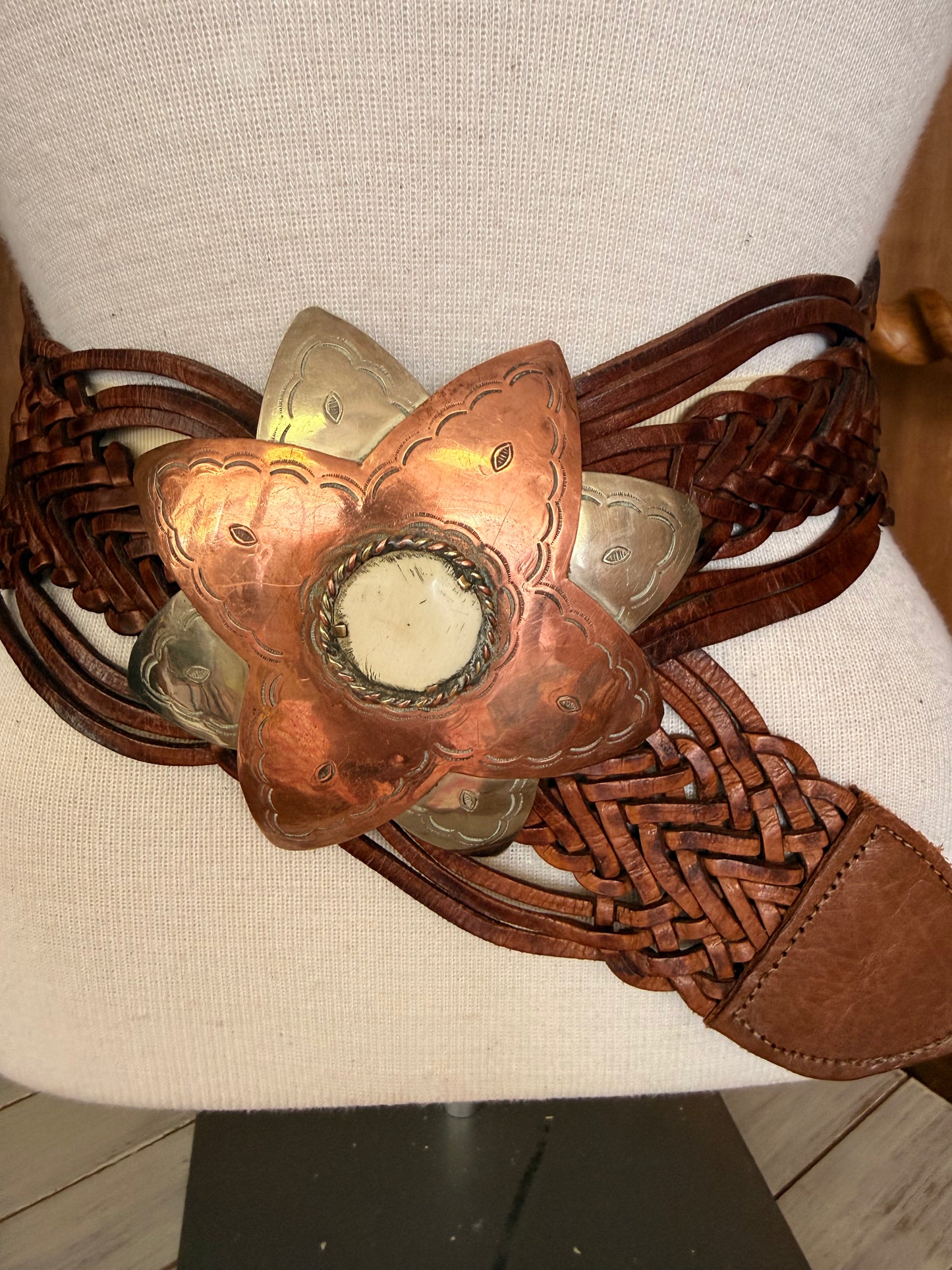 Leather Weave Belt with Star Buckle