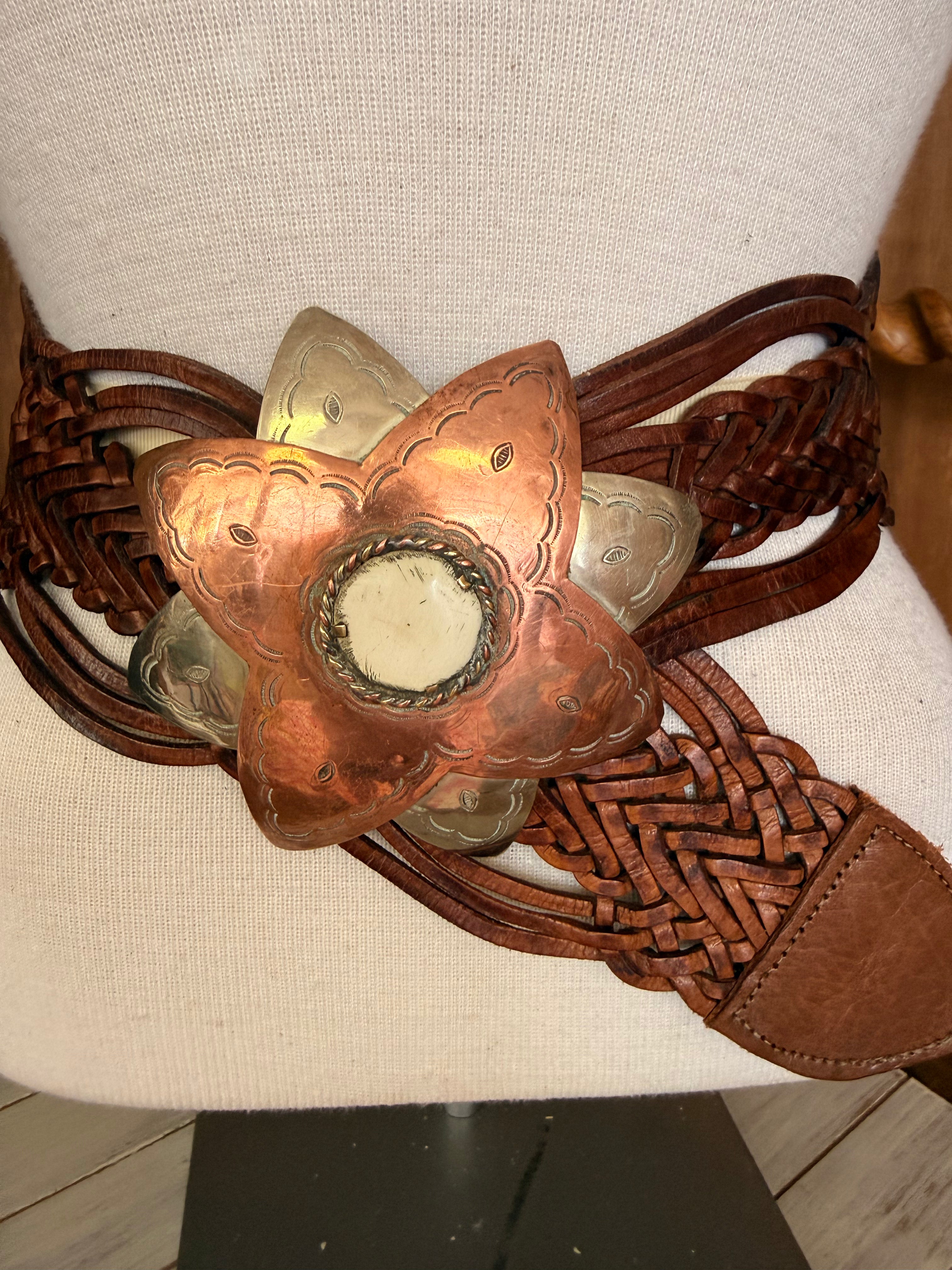 Leather Weave Belt with Star Buckle