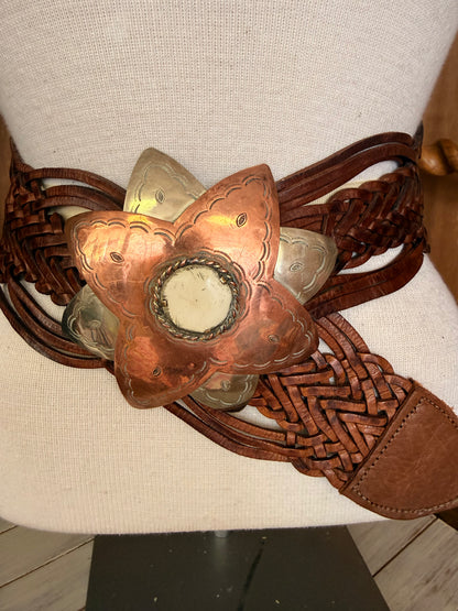 Leather Weave Belt with Star Buckle