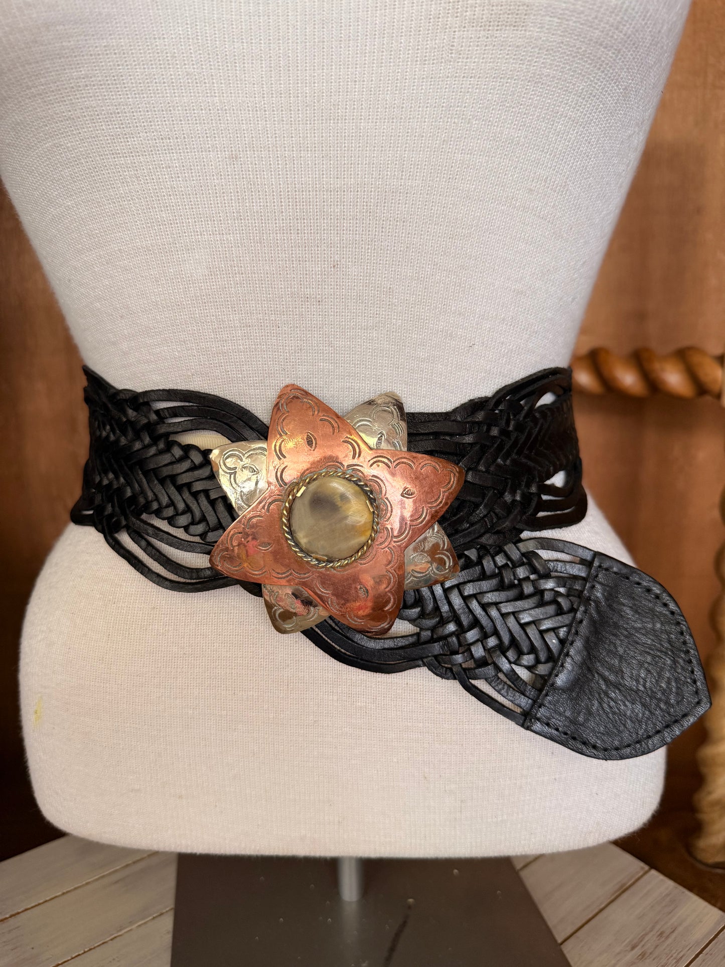 Leather Weave Belt with Star Buckle