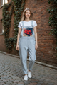 I Love Linen Rose Detail Overalls