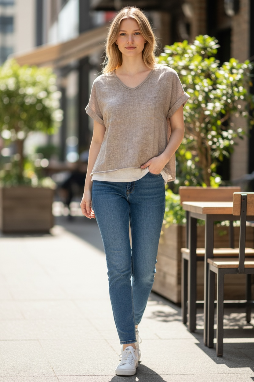 I Love Linen V-Neck Top