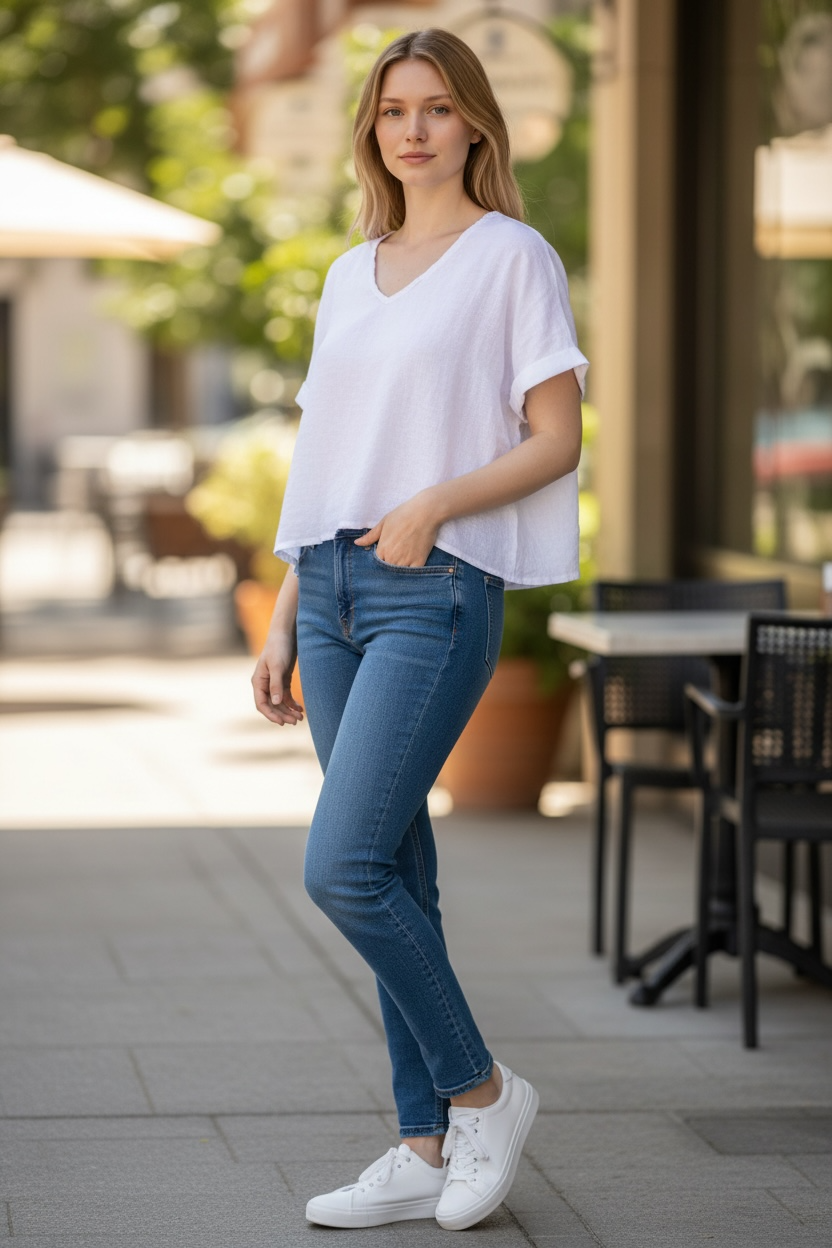 I Love Linen V-Neck Top