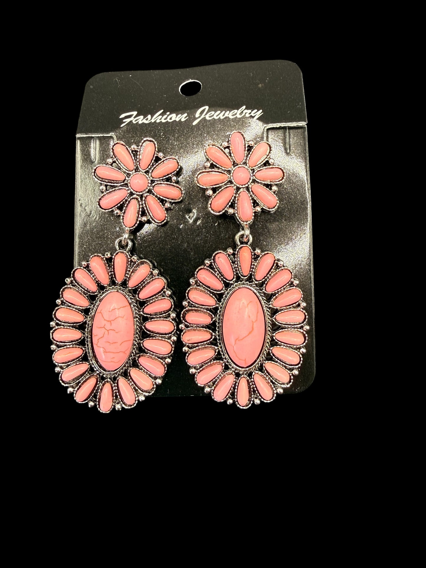 Large Silver Stone Earrings
