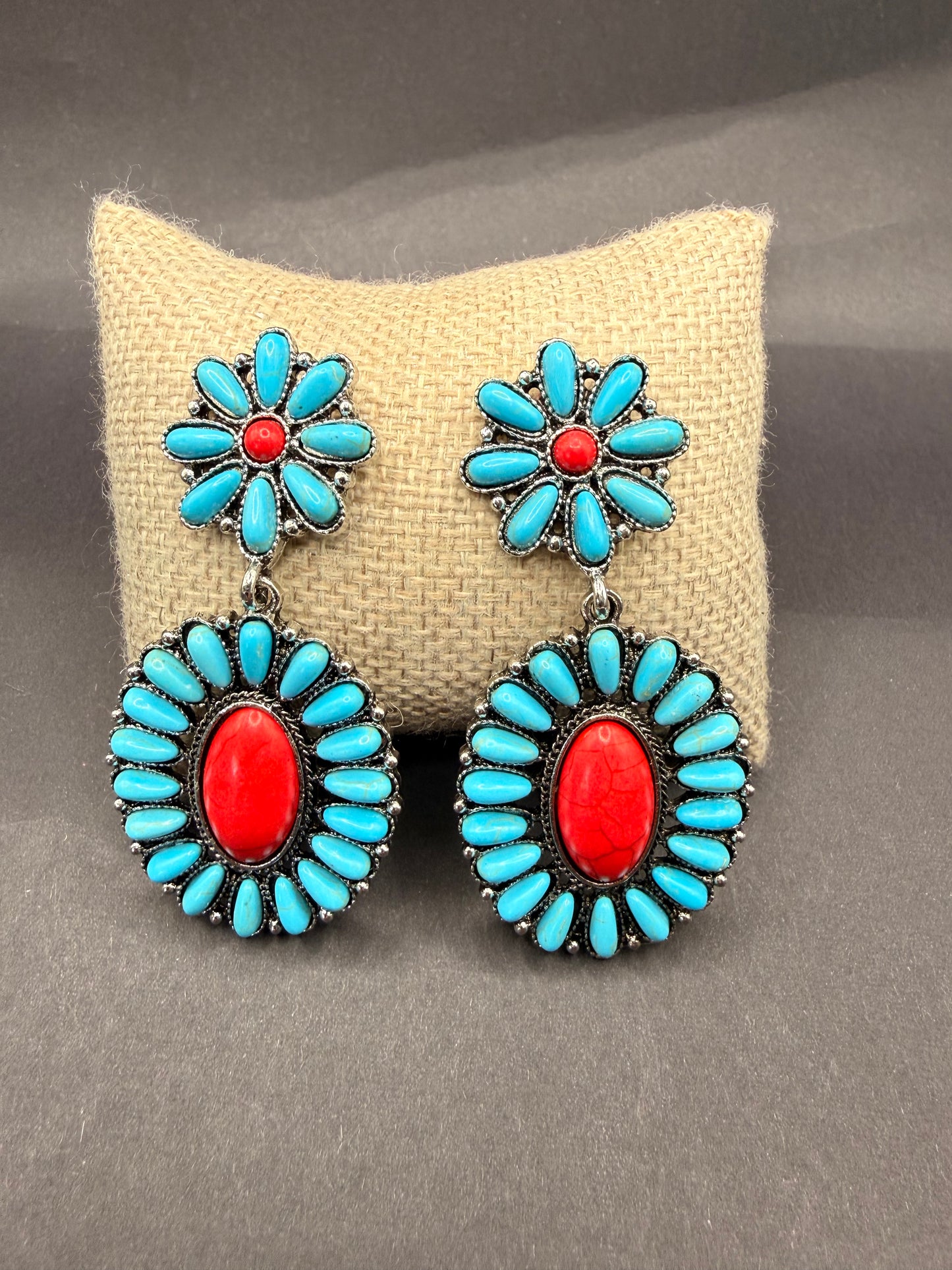 Large Silver Stone Earrings