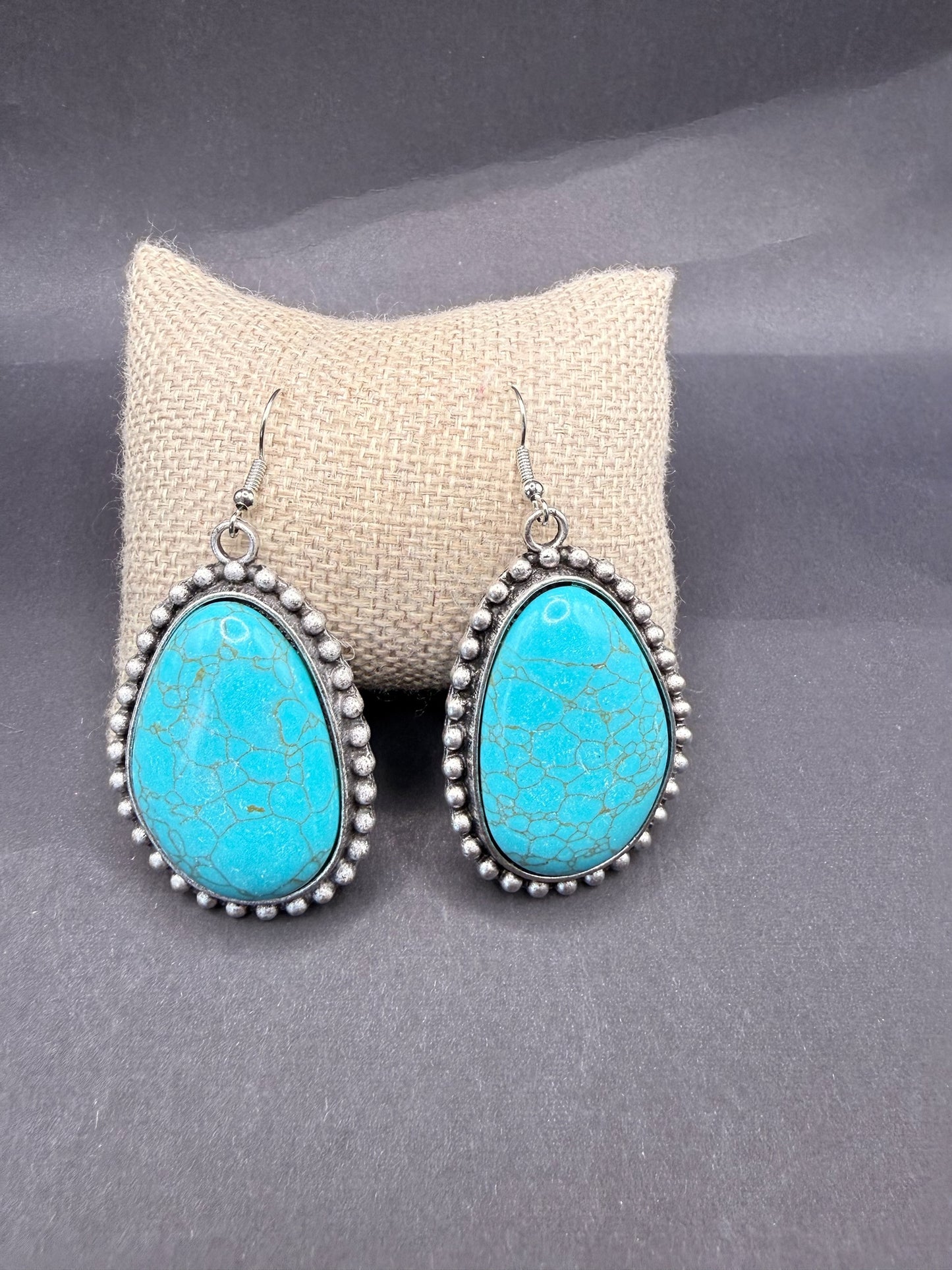 Large Stone French Wire Earrings
