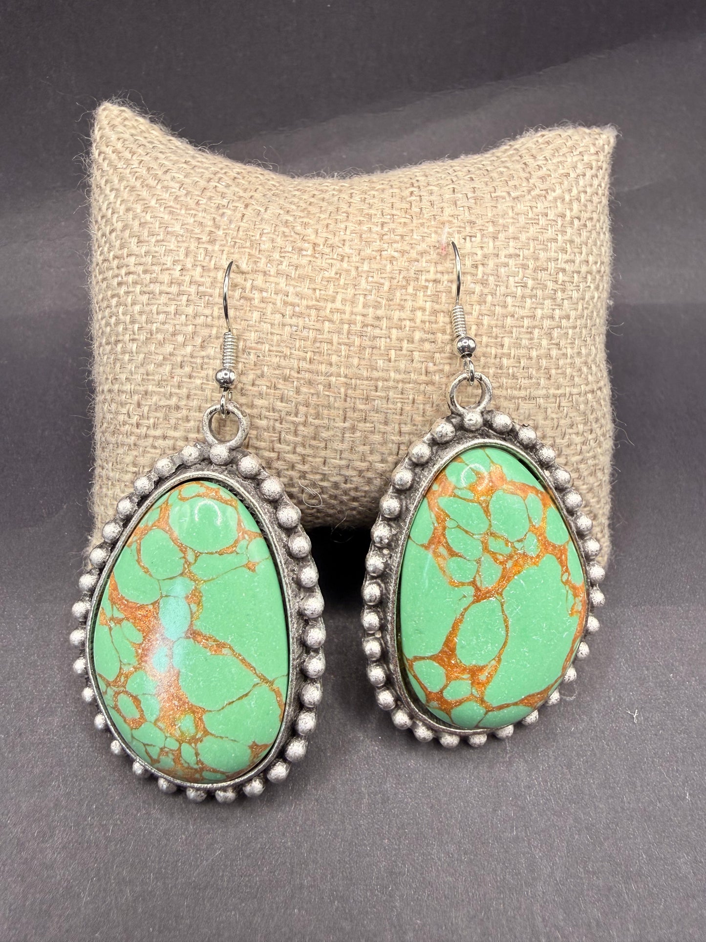 Large Stone French Wire Earrings