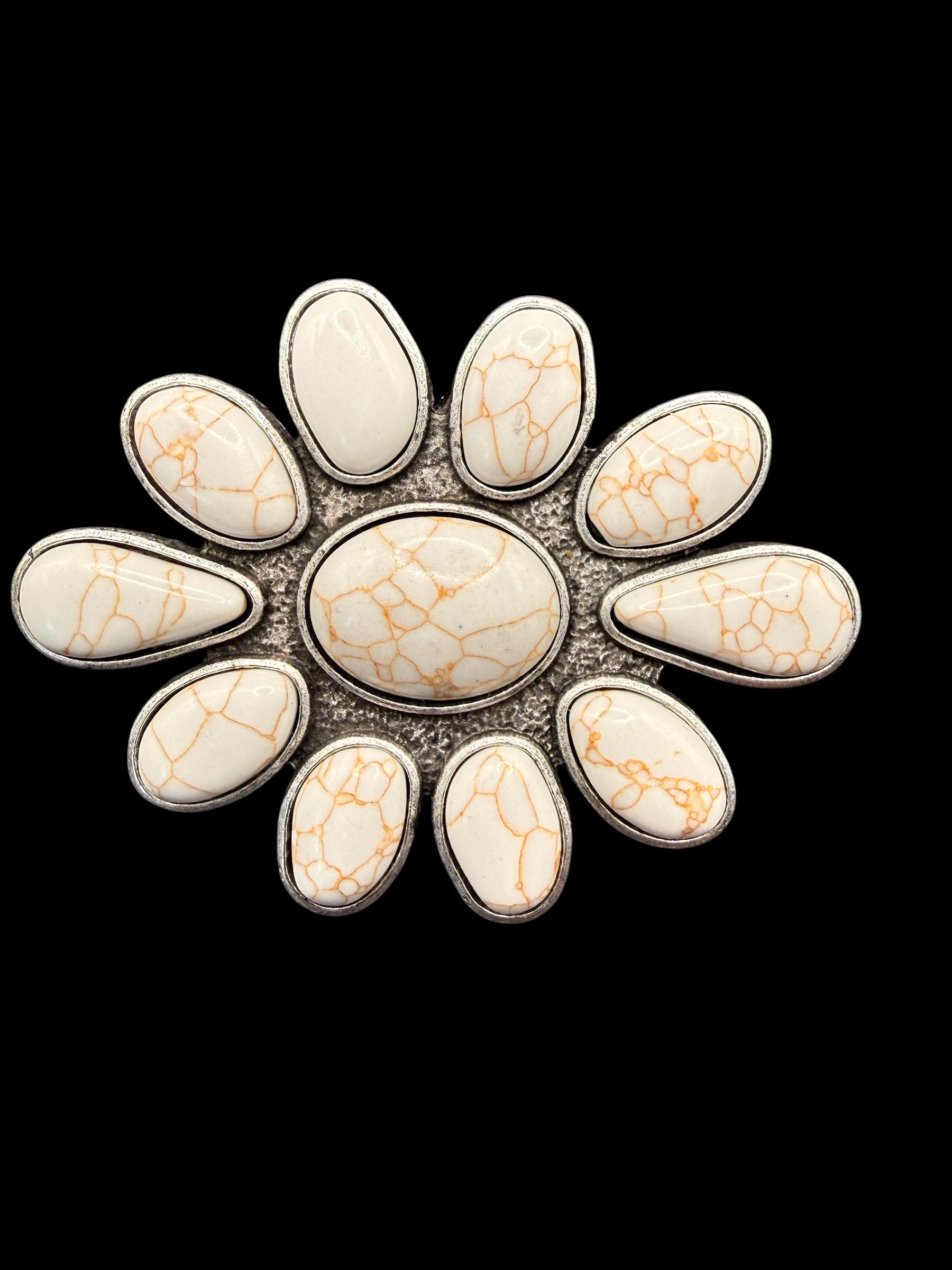 White Turquoise Cluster Stone Ring