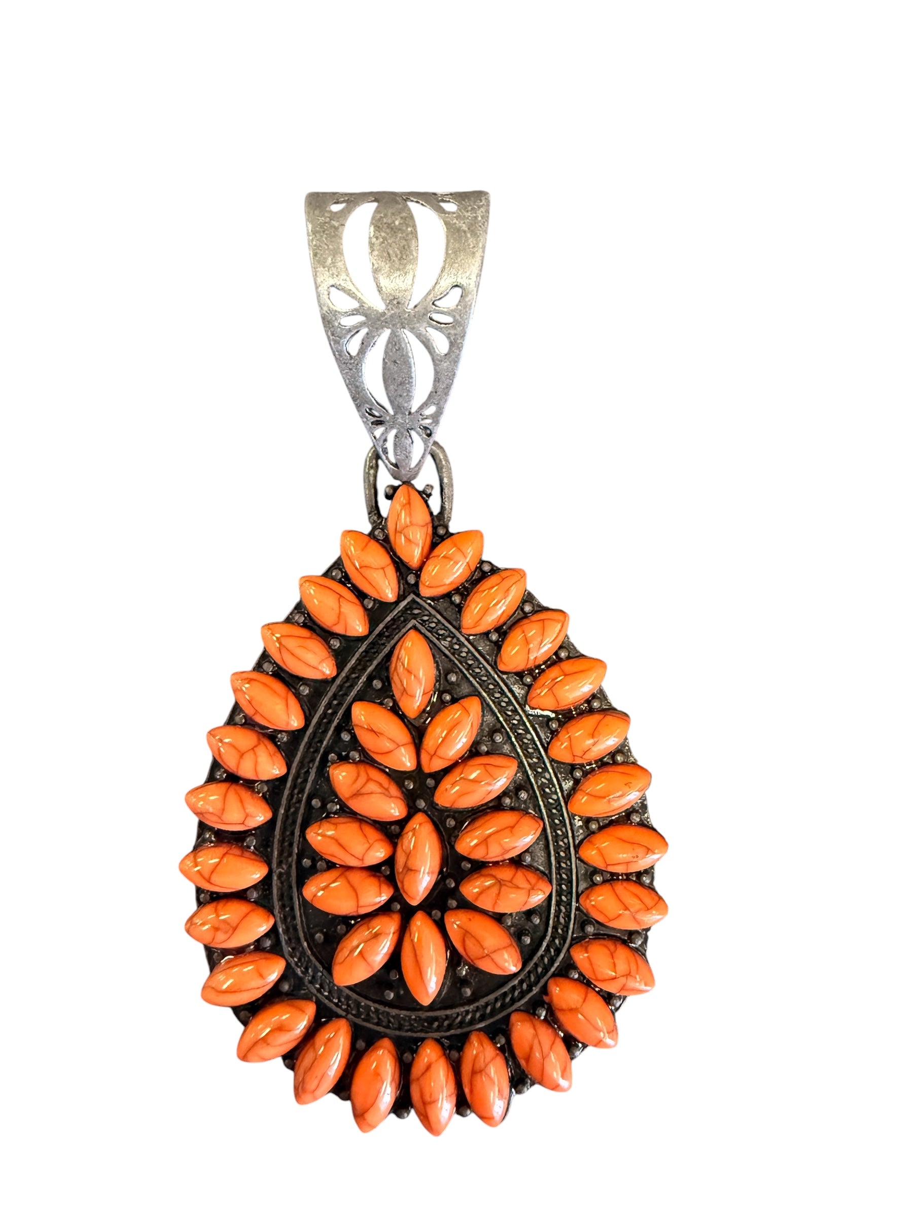 Orange Pendant with Stone Accents