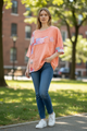 Jher Mineral Washed Spring Plaid Bandana Daisy Patch Top