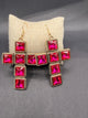 Large Pink Cross Earrings