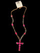 Gold Necklace with Cross & Stones