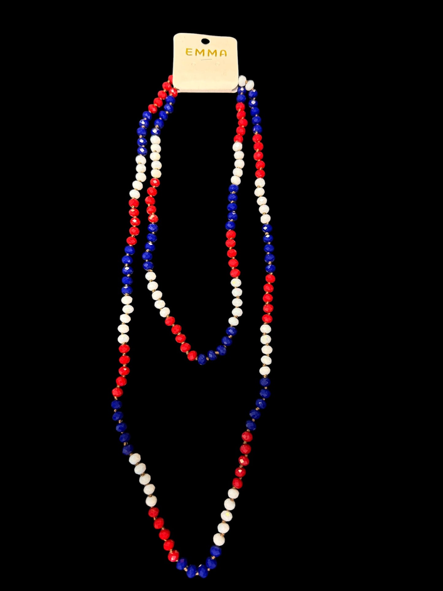Red, White & Blue Bead Necklace