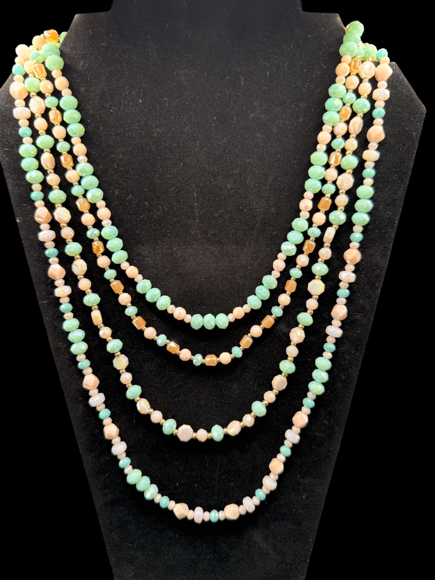 Mint Multi-Strand Bead Necklace